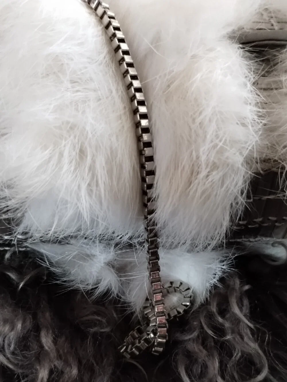 Armani White Fur And Chainmail Evening Bag - Elegant Winter Style